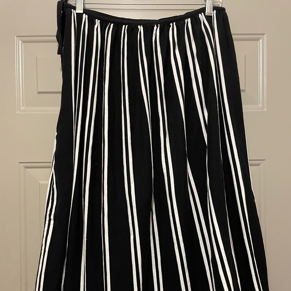 Target black and white vertical stripe midi skirt